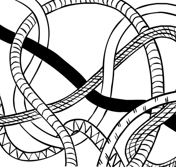 Intertwined ropes as used in Spaghetti Junction