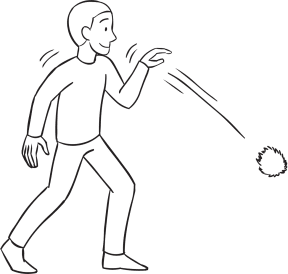 Man throwing ball downwards, as seen in tag & PE game called Monarch Tag