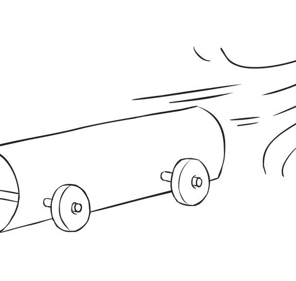 team-building challenge to build an air-powered vehicle powered by someone's breath