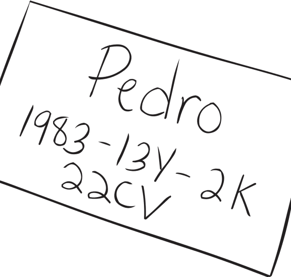 Index card with words and numbers on it as seen in ice-breaker ID Numbers