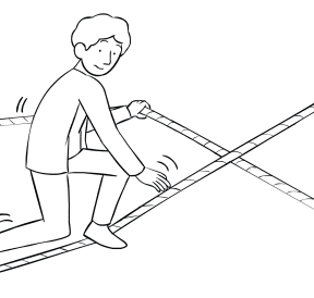 Illustration of man using Hour Glass challenge course element