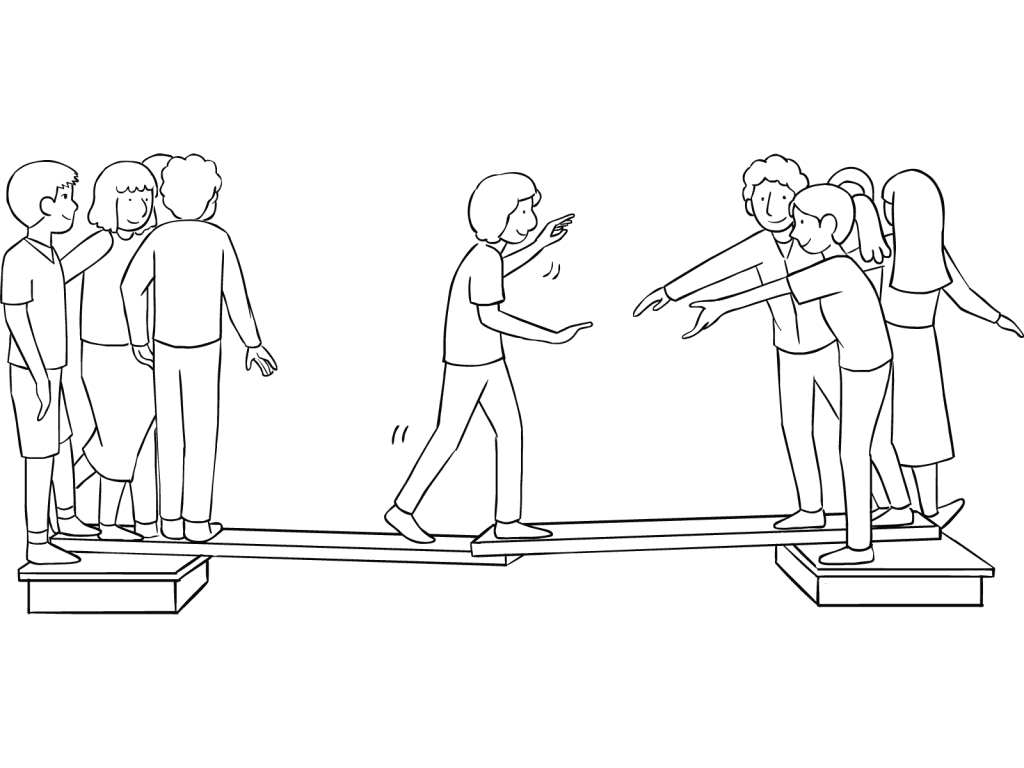 Illustration of group playing Islands team-building activity