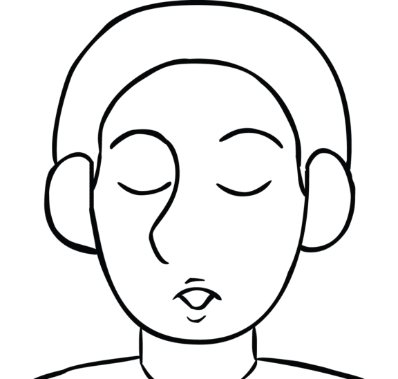 Illustration of man exhaling as part of Mindful Breathing