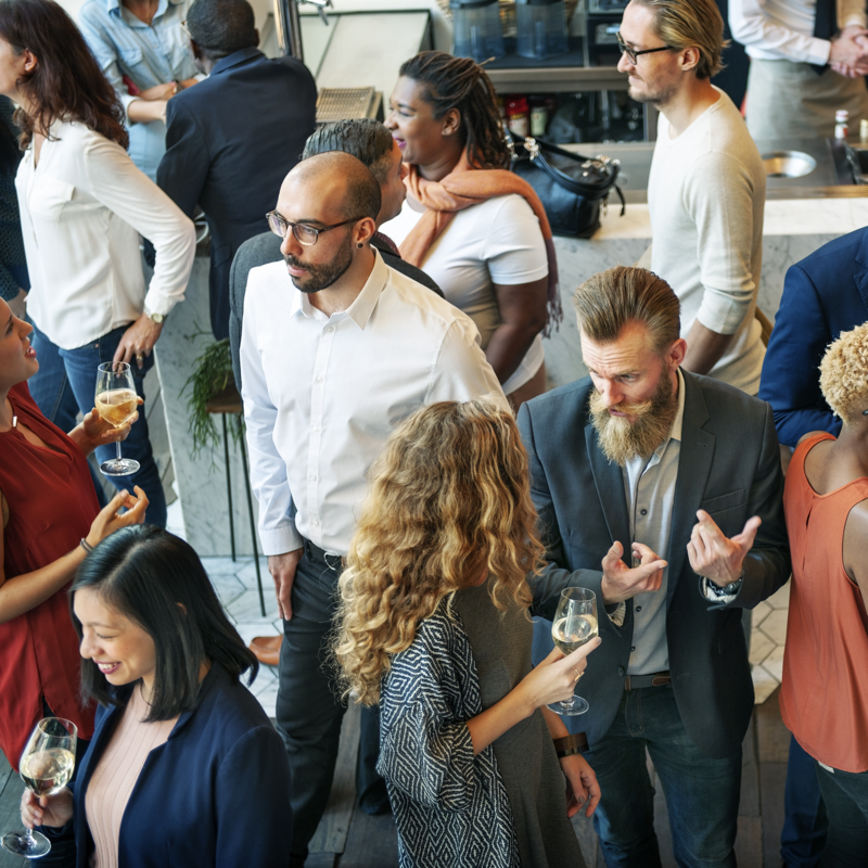 Conference group interacting