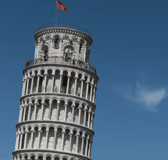 Leaning Tower of Pisa reflecting Leaning Tower of feetza contest. Photo credit: Marco Ceschi