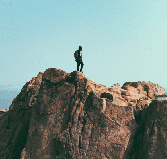 Man spending time alone in nature