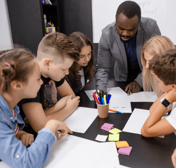 Teacher getting students ready to learn